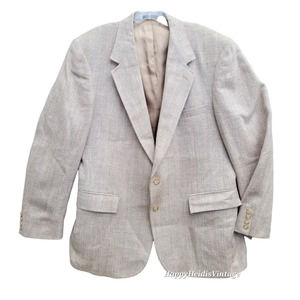 Men's Evan Picone Off White Tweed Herringbone 2 Button Blazer Jacket